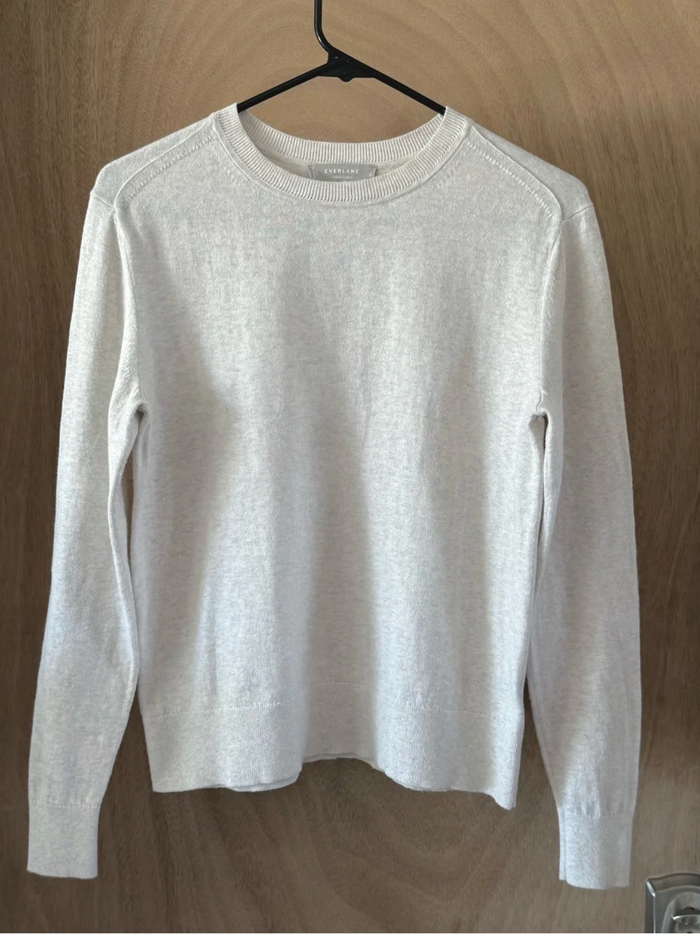 Everlane Organic Cotton Crewneck Sweater Off White Heathered Lightweight Women S